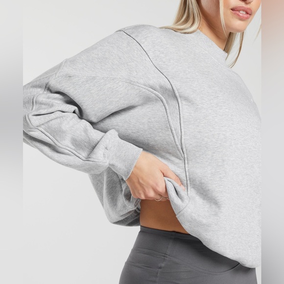 Gymshark Rest Day Cotton Contour Pullover in Gray Size Medium New with tag - Picture 3 of 10